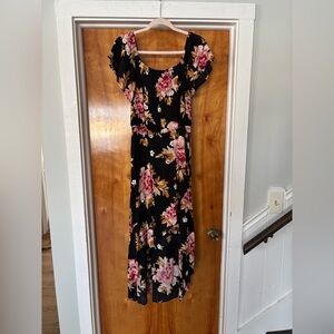 Maurices Black Floral High Low Dress